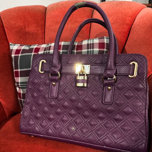 Charming Charlie Quilted Satchel Purse – Purple - Picture 2 of 5